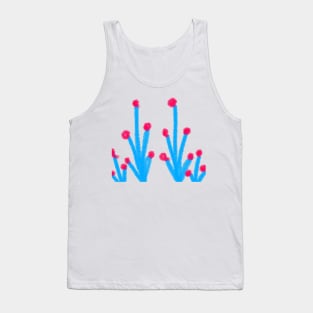 Blue red watercolor floral leaf art Tank Top